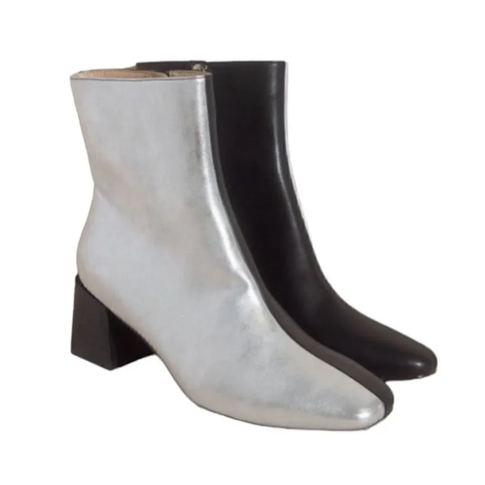 Oasis's Society Color Block Silver Black Anke Boots(Size 8.5)